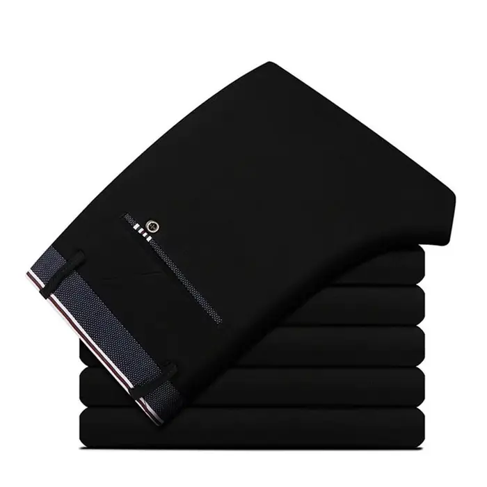 Pantalon d'Affaires pour Homme, Long, Fin, Formel, Couleur Unie, Droit, Baggy, Bureau, Été, FJDstres