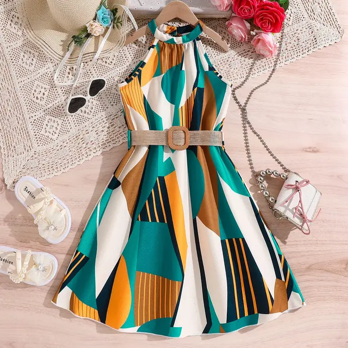 Robe d'été pour adolescentes de 8 à 12 ans, tenue de plage, dos nu, vêtements de vacances