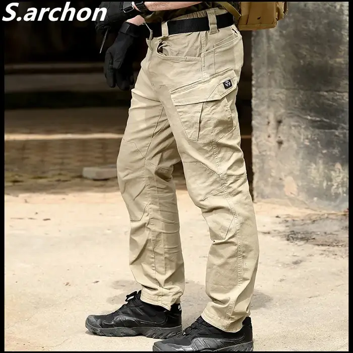Pantalon tactique SWAT multi-poches coton - Vêtement sécurité chasse cargo militaire homme