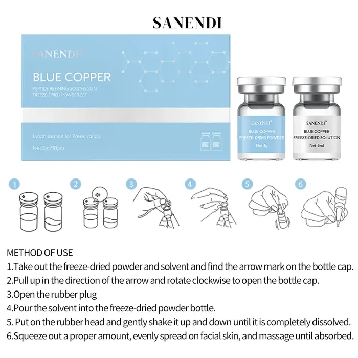 Poudre lyophilisée au peptide de cuivre bleu – Anti-âge et réparation de la peau – Pureté 99%, pour 