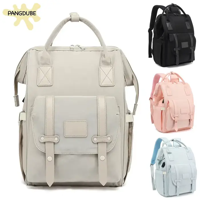 PANGDUBE Sac à langer pour bébé avec 2 crochets pour poussette, sac à dos étanche pour voyage en ple