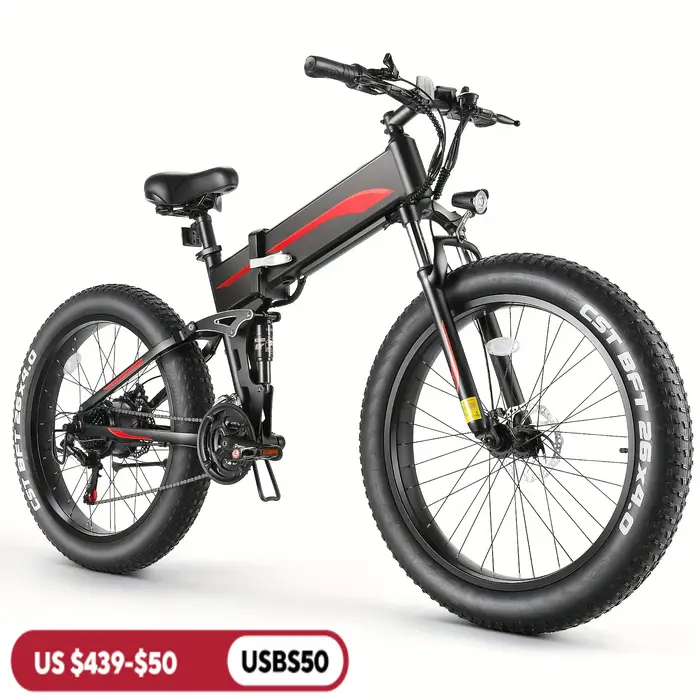 Vélo Électrique Pliable de 26 Pouces x 4.0 avec Moteur Sans Balais de 500W, 48V, 10Ah, 20MPH, pour A