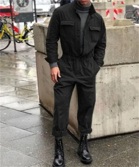 2026 automne hiver mode hommes vêtements combinaisons nouveau col montant à manches longues pantalon
