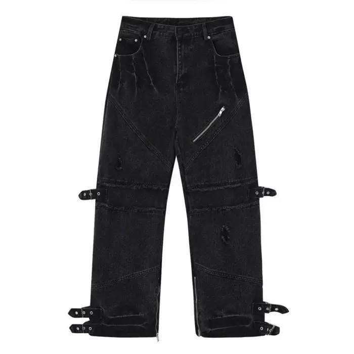 Jean Cargo à Jambes Larges pour Homme, Pantalon en Denim, Streetwear, Baggy, Droit, Fjmen, Y2K