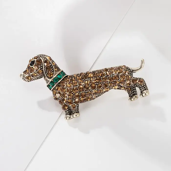 Broche chien en cristal de luxe pour hommes et femmes, exquise