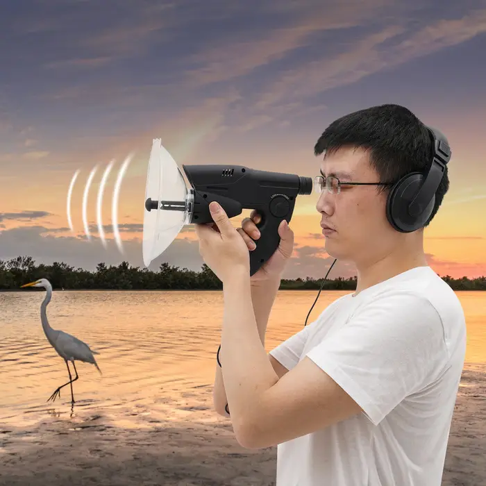 Disque d'écoute oiseaux 8x avec casque 200m - Enregistreur son pour observation chasse enfants éducatif