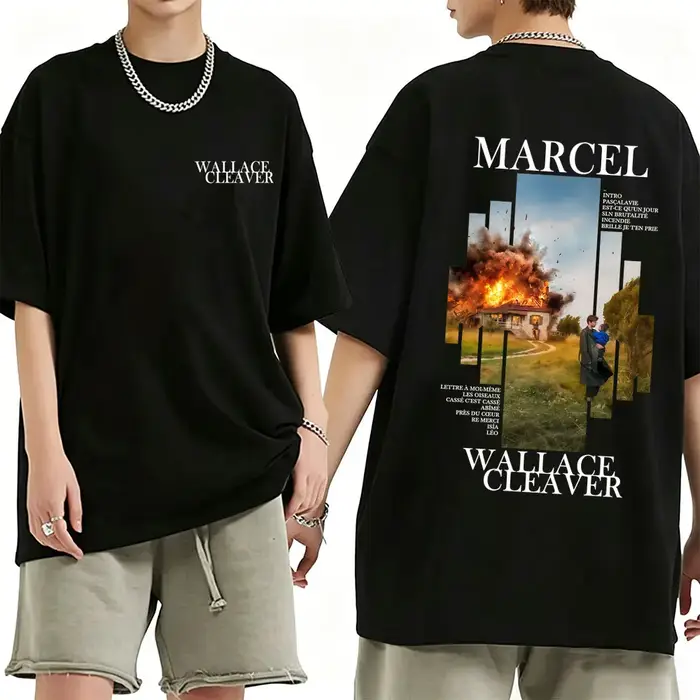 T-shirt Homme Rapper Wallace Cleaver Marcel Album Merch 2026 Hip Hop Mode Musique Pop T-shirts Décon