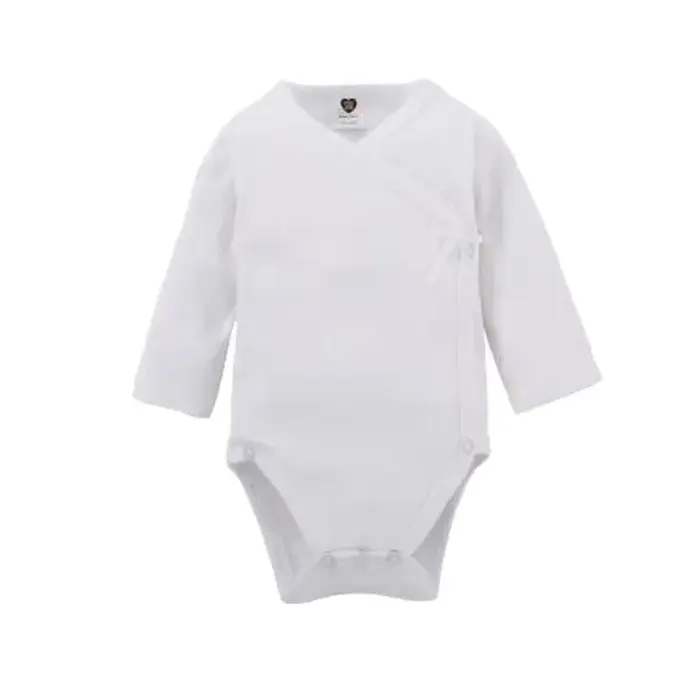 Barboteuse Blanche à Manches sulfpour Bébé Garçon et Fille, Salopette avec Ouverture Latérale, 100% 