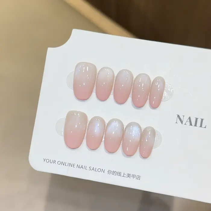 10 pièces or oeil de chat ovale à la main presse sur ongles 3D fleur faux ongles portable ongles à c