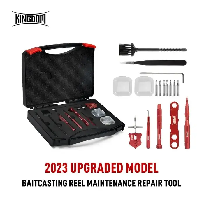 Kingdom – boîte à outils d'entretien de moulinet de pêche, boîte de matériel de poisson multifonctio