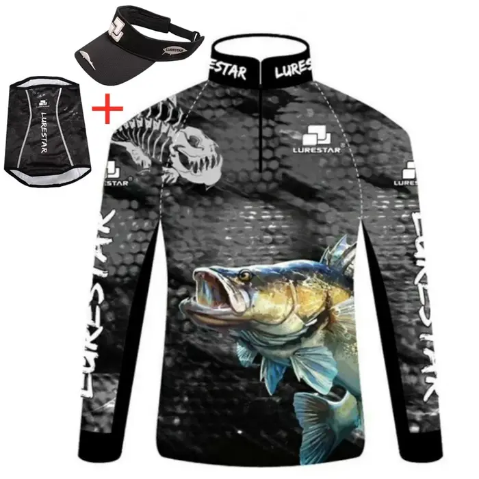 Chemise de pêche d'été pour homme en soie glacée protection solaire anti-uv respirante et séchage rapide pour activités en plein air