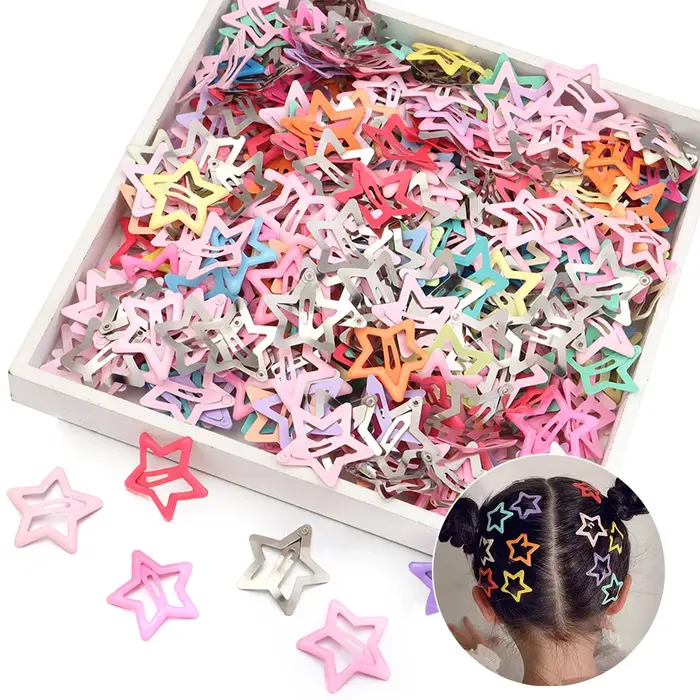 50 pcs/lot métal coloré enfants BB pinces à cheveux Y2K étoile pinces à cheveux pour pince à cheveux