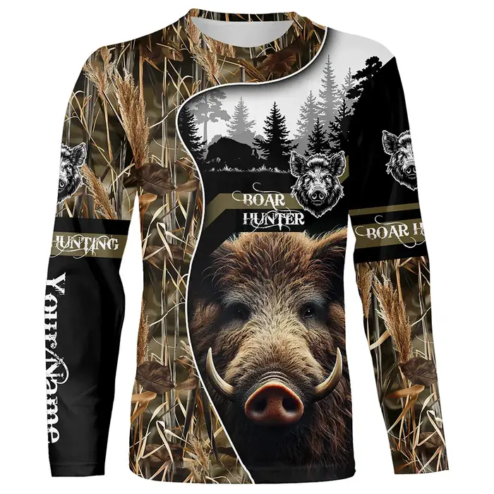 Camo chasse animaux sanglier hommes T-Shirt impression 3D Sport à manches longues