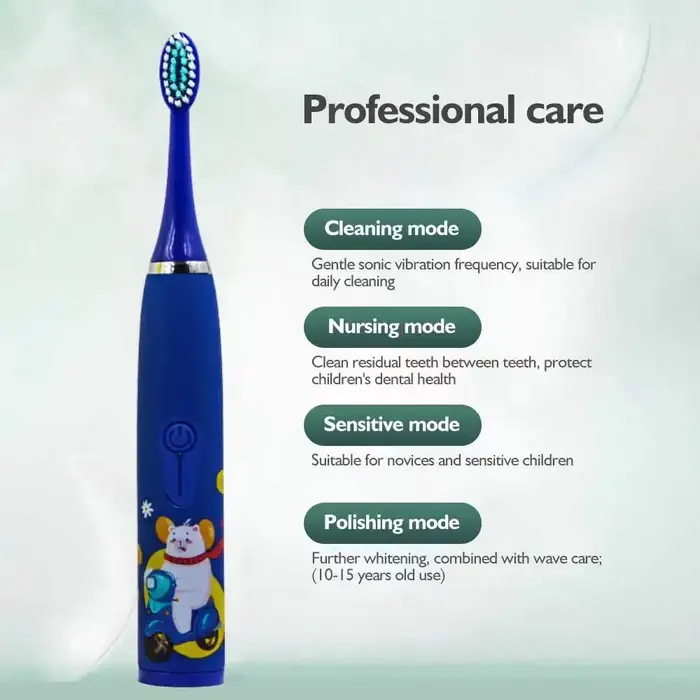 Brosse à dents électrique pour enfants, brosse à dents électrique sonique Ultra sonique avec 5 têtes