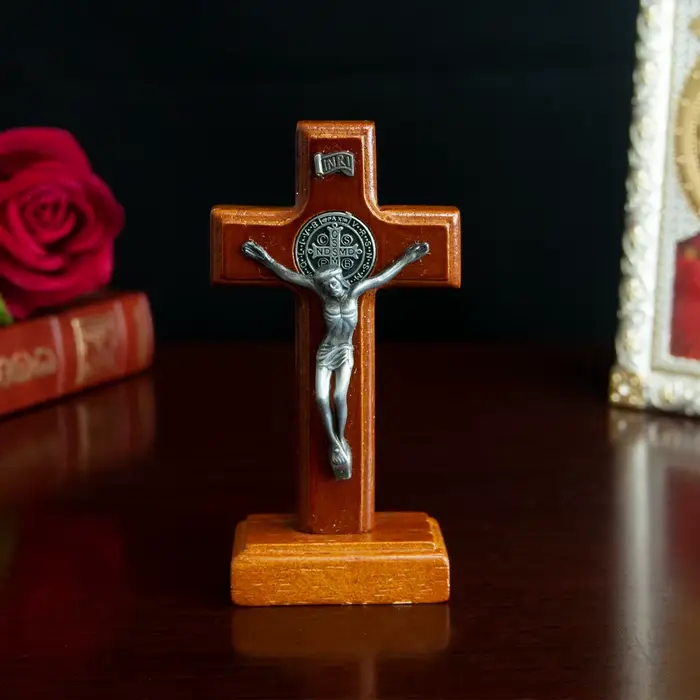 Jésus chrétien croix en bois église catholique rétro pendentif en bois voiture jésus sur croix Rosar