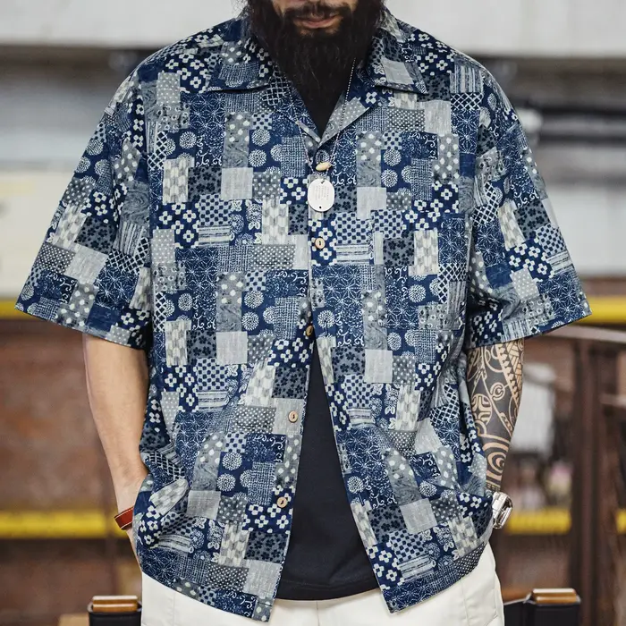 Chemise à manches courtes en coton imprimé pour homme Maden