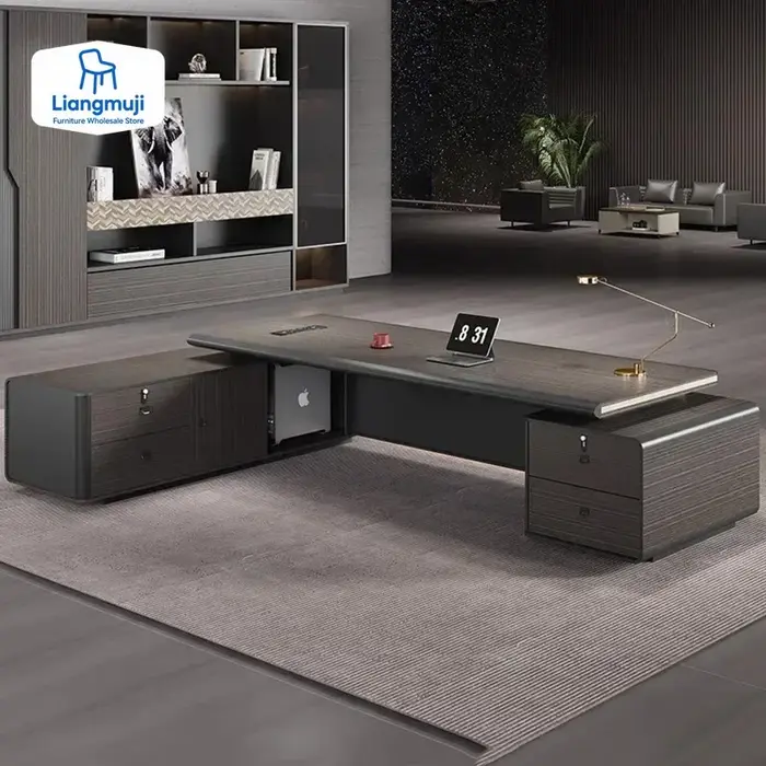 Bureau debout électrique Premium, Station de recharge pour exécutifs, gestion des câbles, décoration
