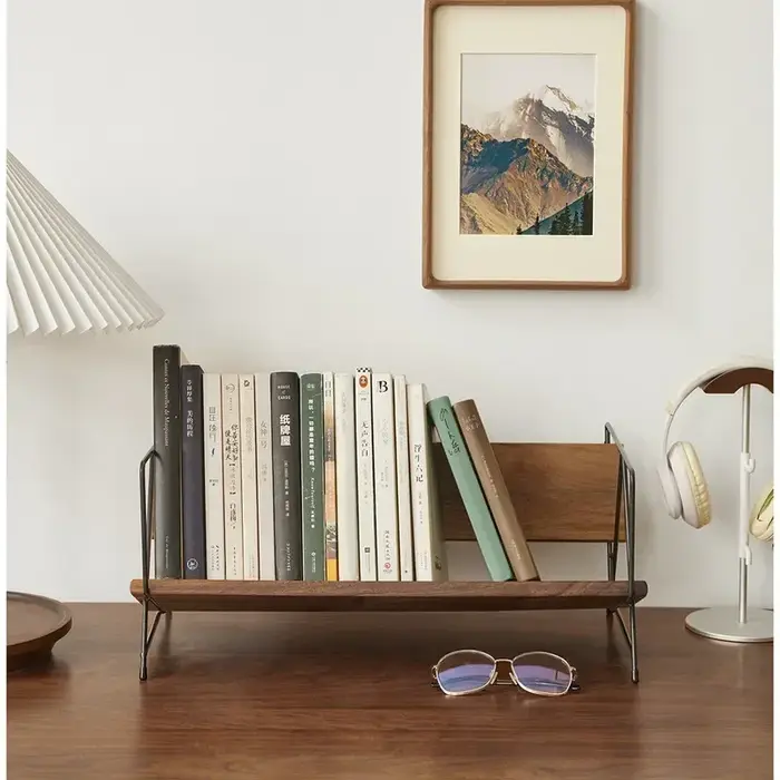 Porte-livres Vintage nordique, étagère de style banc, support de rangement en noyer noir, organisate