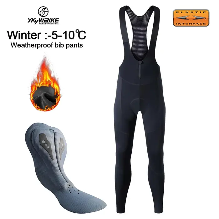 YKYWBIKE – pantalon thermique molletonné pour hommes, avec bretelles longues et fermeture éclair, id