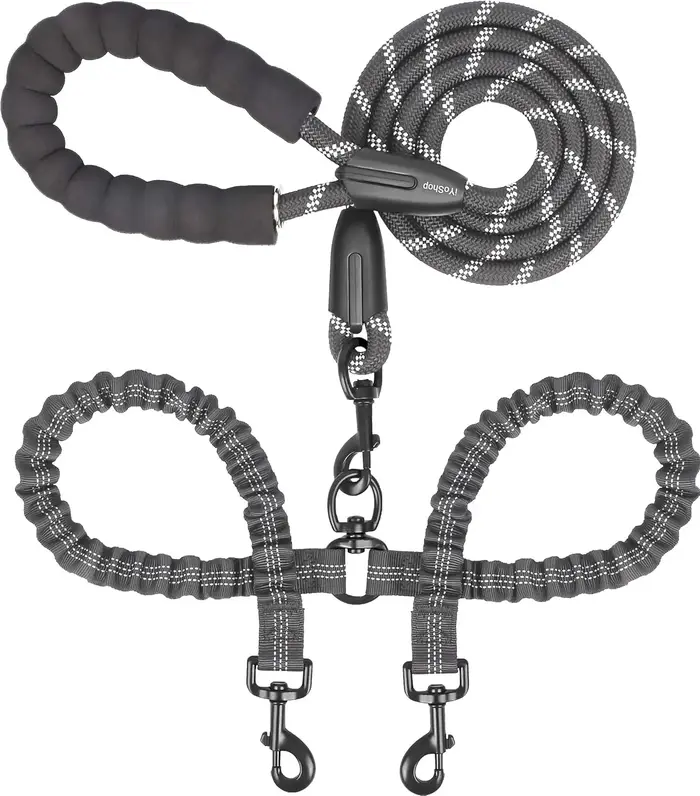 Laisse double pour chien, laisse double pour chien, laisse d'entraînement de marche élastique sans e