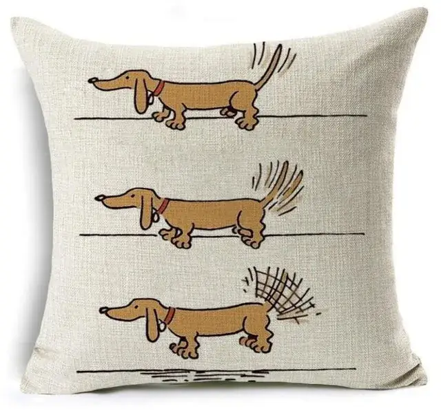 Housse de coussin en forme de chien teckel, taie d'oreiller de noël, joyeux anniversaire, saucisse, 