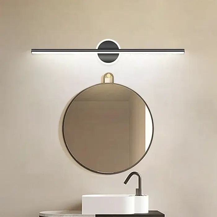 Lampe de miroir LED moderne 40/55cm applique murale salle de bains toilette noir or longue bande lum