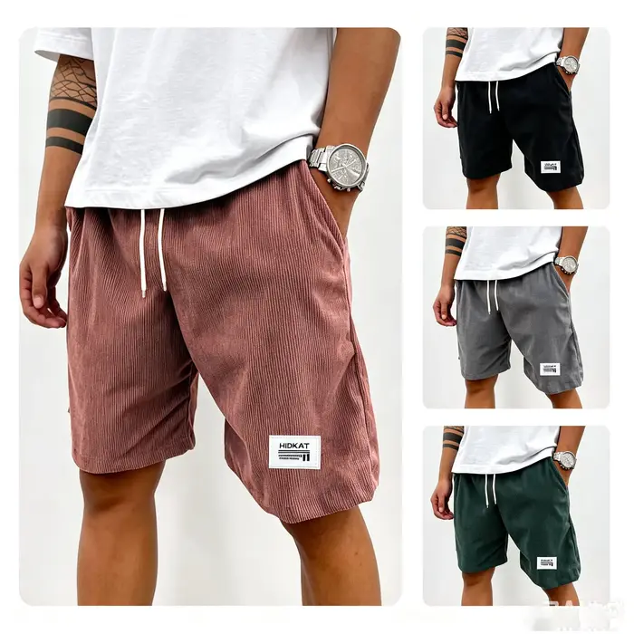 Shorts de sport décontractés - Pantalons amples à taille élastique avec cordon de serrage, respirants et à séchage rapide - Shorts en denim - Disponibles en plusieurs coloris