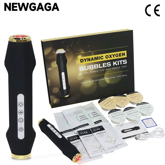 NEWGAGA Machine à bulles d'oxygène CO2 pour le visage Jet d'oxygène Spa Capsule sérum Gel Massage du