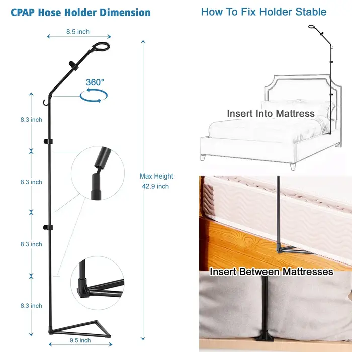 CPI-Accessoire Porte-Tuyau Pliable et Rotatif à 360 °, Cintre pour Masque, Tube de Levage, Suspendre
