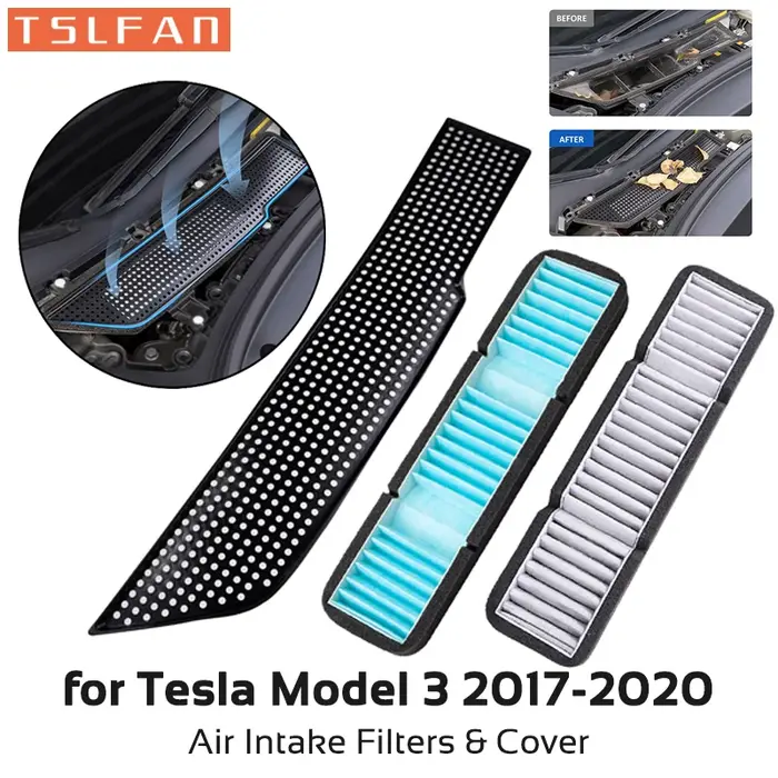 Filtres d'admission d'air pour Tesla modèle 3 2017 – 2020, couvercle de calandre, protecteur de vent