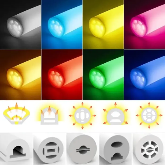360 °   Lampe LED ronde brillante en forme de Tube néon, diffuseur Flexible en Silicone, canal WS281