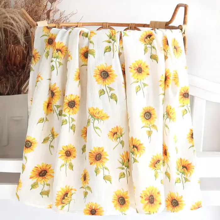Couverture Douce en Coton et Bambou pour Bébé, Super Mousseline, Emmaillotage Rond, Poussette, Couve