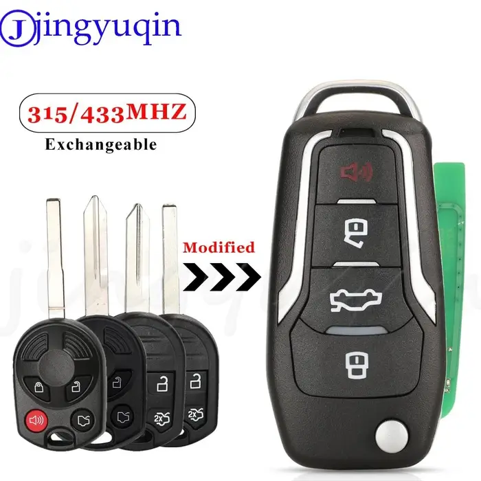 Jingyuqin – clé télécommande modifiée 315/433MHz 4D63, pour Ford Escape Focus c-max Transit F250 F35