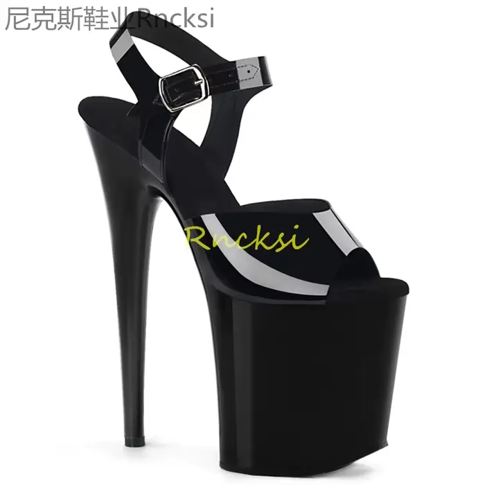 Sandales à talons hauts noirs pour femmes, à un bouton, à la mode, sexy, nouveau style d'été, 23cm