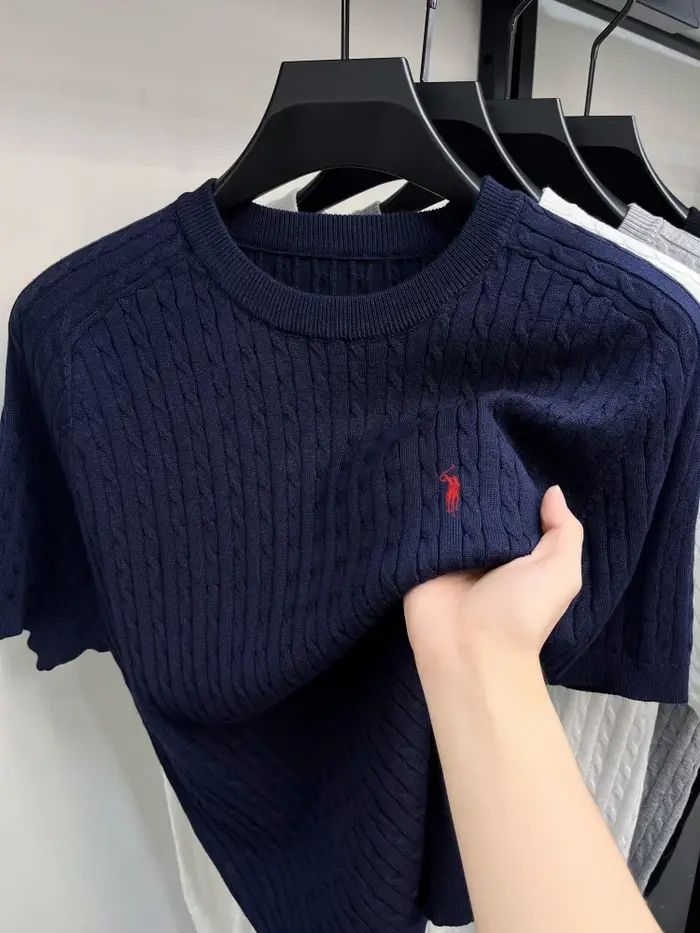 Haut de gamme marque de luxe t - shirt hommes nouvelle tendance jacquard exquis poney brodé été Casu