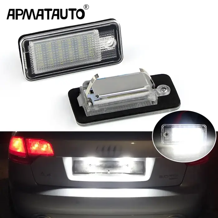 Ampoule de plaque d'immatriculation Led Canbus blanche, 2 pièces, pour Audi A4/S4 (B6 & B7) 2001-200