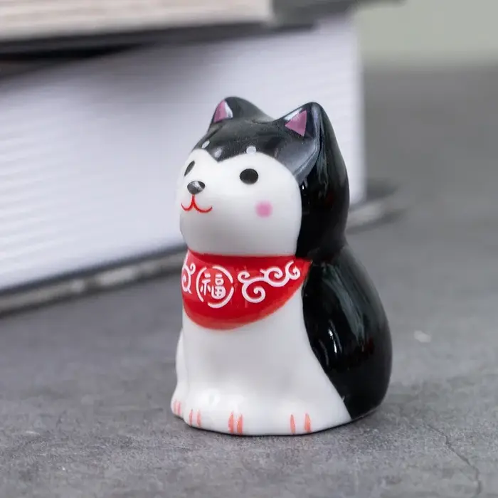 Statue de chien Shiba Inu en céramique, artisanat japonais, porte-bonheur, ornement de fortune, pays
