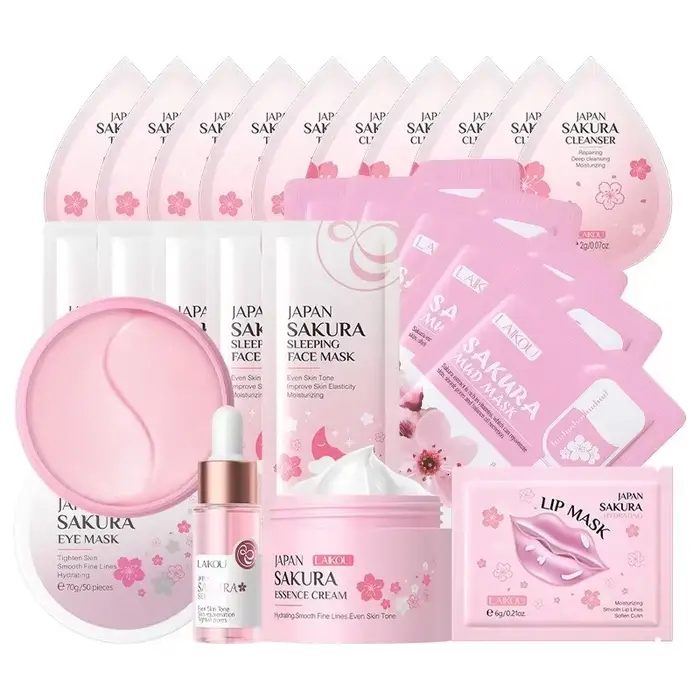 Sakura – ensemble de soins pour la peau, 24 pièces, masques pour les yeux et les lèvres, sérum Nud, 