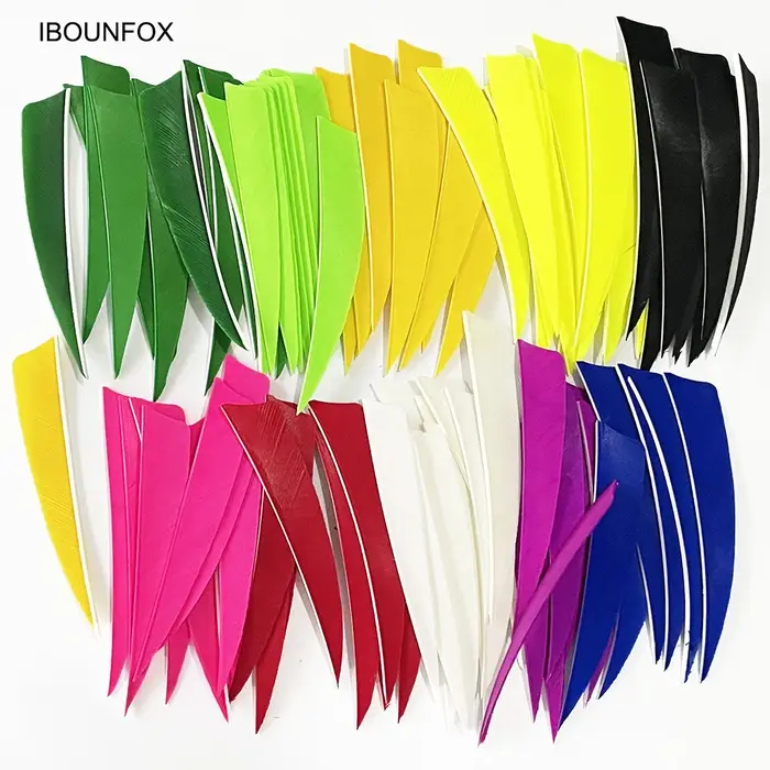 4 "50 pièces/lot IBOUNFOX chasse flèche plumes RW naturel dinde plumes bouclier tir à l'arc Fletches
