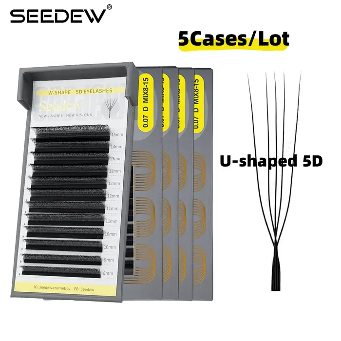 SEEDEW 5 étuis/Lot Extensions de cils 5D en forme de U naturel doux 5D U cils Premium vison faux cil