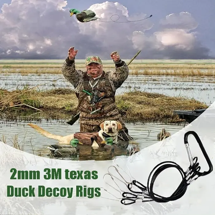 Cordage décoy canard 3M 2MM avec mousqueton doré - Ancres résistantes pour chasse au gibier d'eau