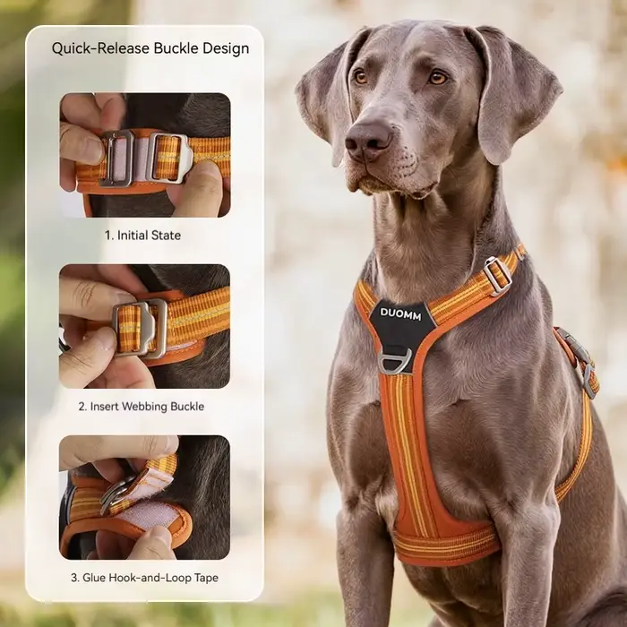 Harnais de poitrine pour chien avec laisse, bande réfléchissante, durable, réglable, souple et léger, pour la promenade en extérieur, empêche le tiraillement du chien