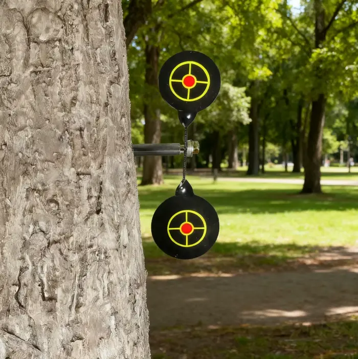 Pratique de tir en acier au carbone cible rotative à 360 degrés cible de fronde piquet en bois prati