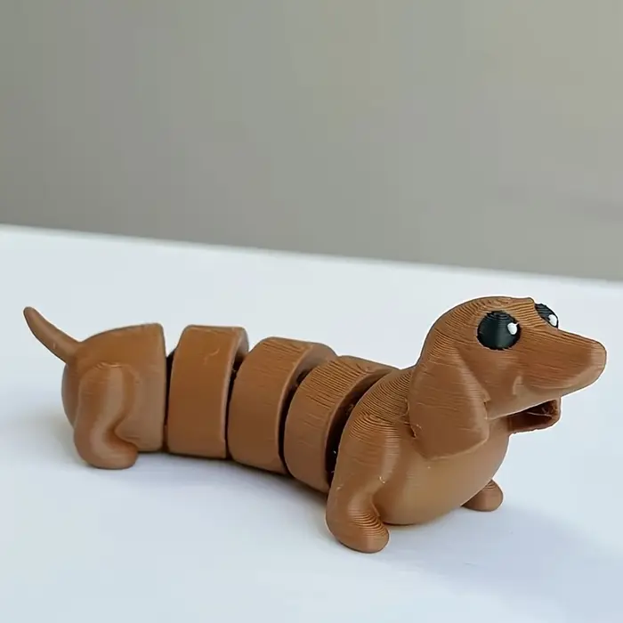 Statue de Teckel imprimée en 3D avec articulations mobiles - Figurine articulée poseable pour les am