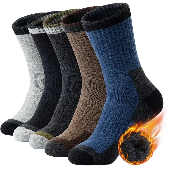 Chaussettes chasse merino homme 5 paires - Confort chaud hiver randonnée intérieur extérieur respirantes