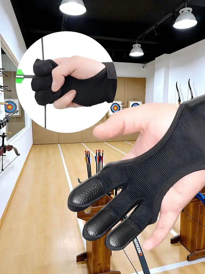 Gants de tir à l'arc unisexes noirs 3 doigts - Anti-dérapants légers pour sports outdoor et protection mains