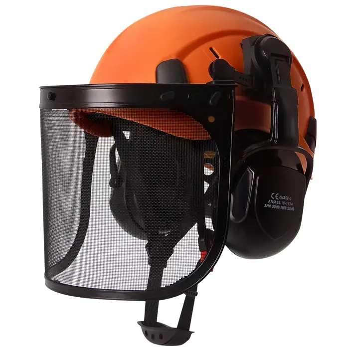 Casque de sécurité forestier industriel, visière, cache-oreilles, tronçonneuse, arboriste, casque ri