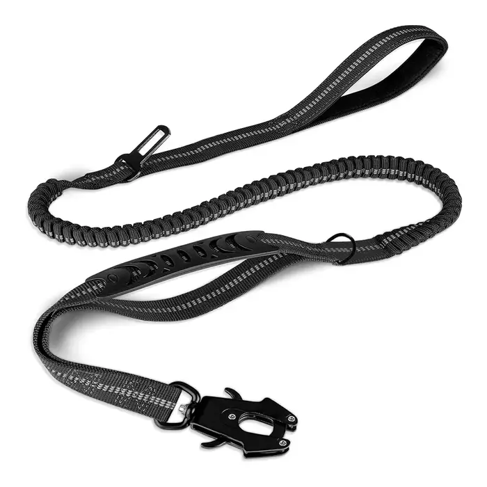 Laisse pour chien réfléchissante et antichoc avec attache ceinture de sécurité pour grands chiens, l