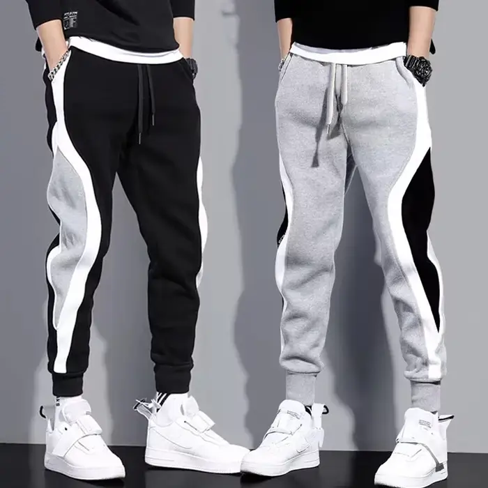 Pantalon large décontracté pour homme, pantalon de sport respirant, ULélastique, patchwork à neuf po