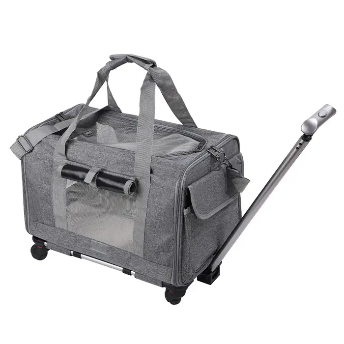 Porte-animaux avec roues pour chiens jusqu'à 15lb et chat, approuvé par la compagnie aérienne, porte